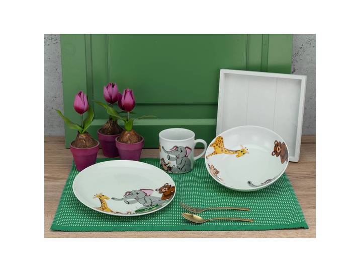 Frühstücks-Set Zoo 3-teilig 20 x 26 x 24cm Multicolor