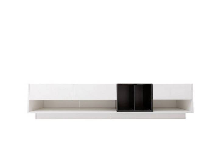EXTSUD TV-Schrank Lowboard in Hochglanz, mit Schubladen und Fächern Farbblockierendes Design, Schubladen, Fächer, mehrere Stauräume