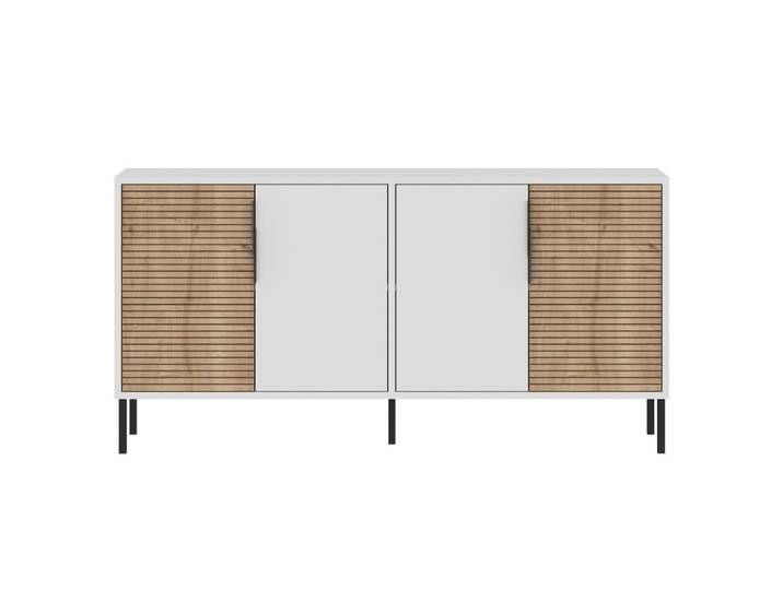Buffet 4 portes décor blanc et chêne saphir l150 cm