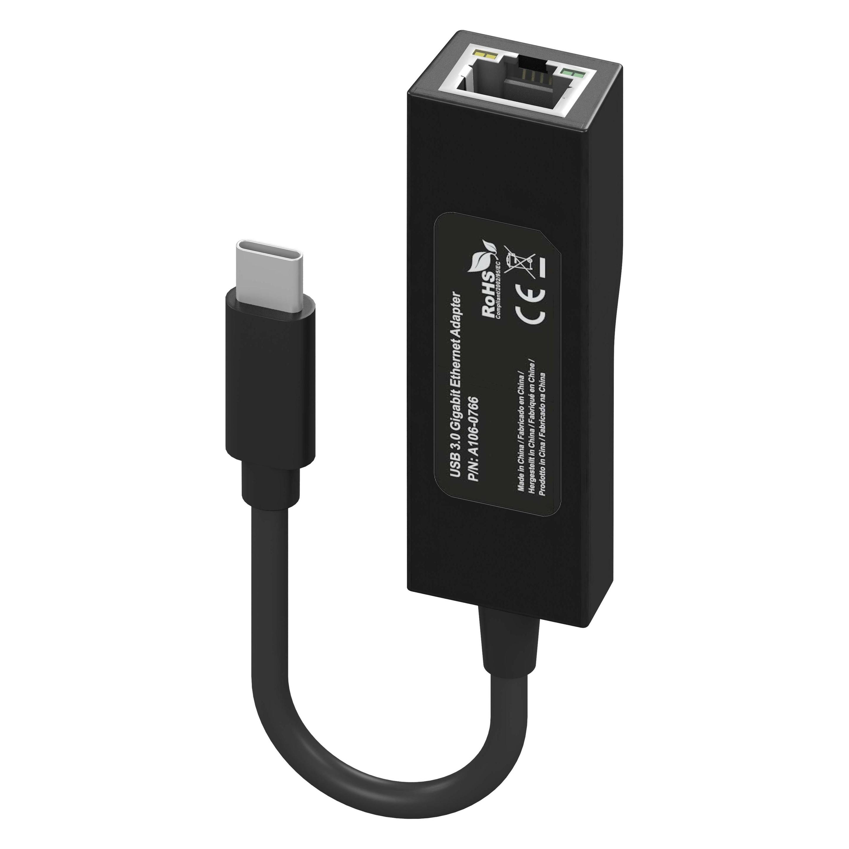 Aisens Conversor Usb3.1 Gen1 USB-C A Ethernet Gigabit Negro 11cm (USB-C, RJ45 Gigabit Ethernet (1x)) (A109-0765)
