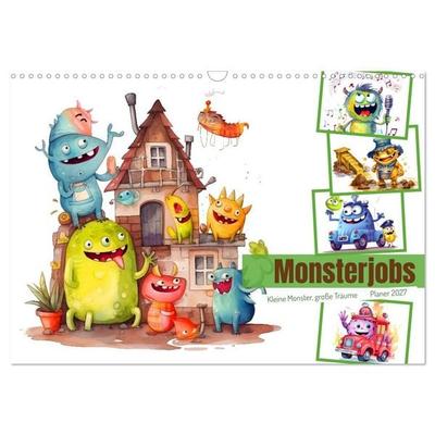 Monsterjobs - Kleine Monster, große Träume (Wandkalender 2027 DIN A3 quer), CALVENDO Monatskalender