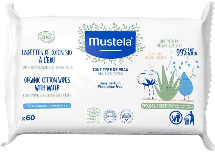 Mustela Toallitas al Agua de Algodón BIO 60uds