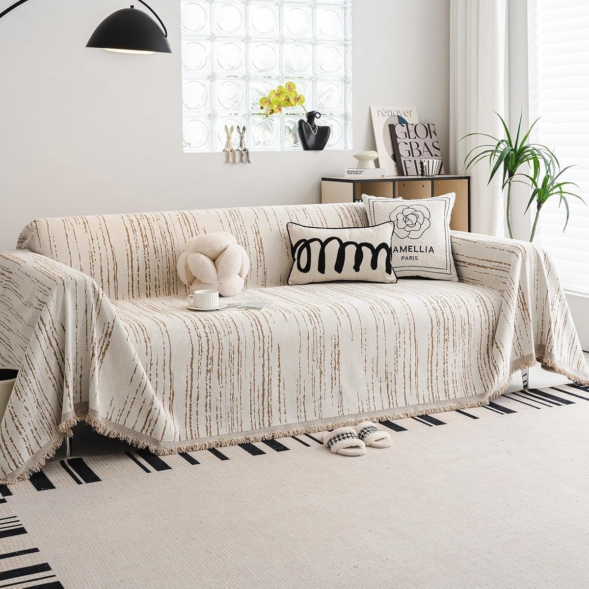 Luxe Chenille Bankovertrek Kaki - Tweezijdig en Wasbaar - 180 x 260 cm