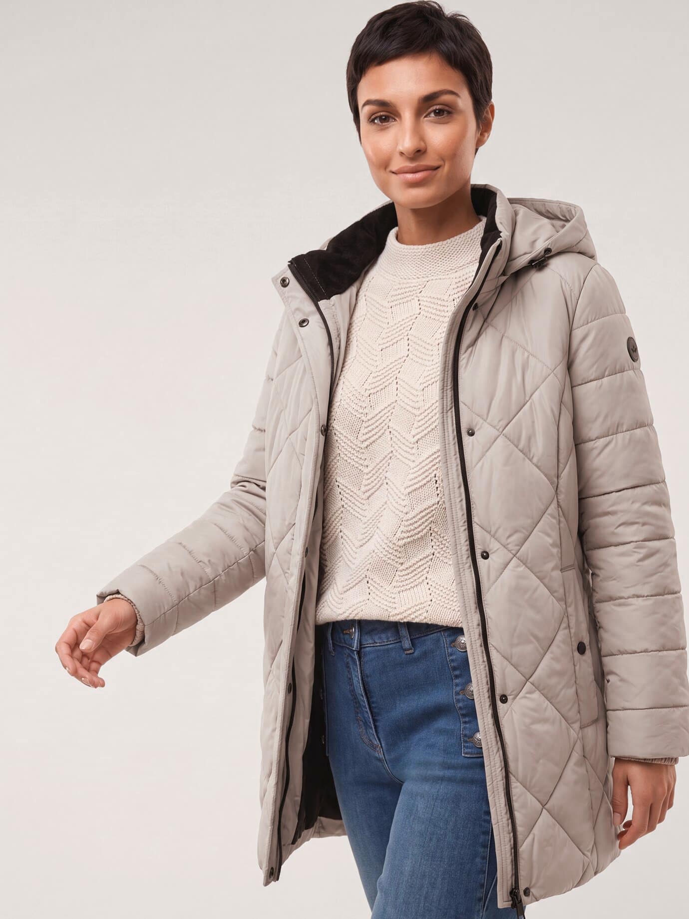 Walbusch Wasserdichte Thermo Jacke, normale Größen#Kurzgrößen, Farbe Beige, 19, wasserdicht & atmungsaktiv thermowarm Damen