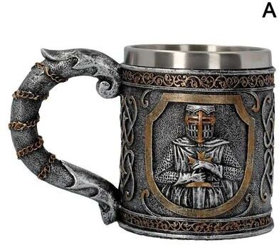 Uplift Essentials IronThrone Retro Stainless Steel Skull Beer Mug style A