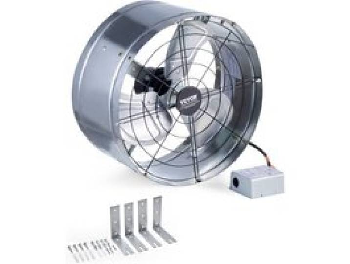VEVOR Abluftventilator Dachboden, 380 x 200 mm, Luftabluftventilator mit einstellbarem Thermostat, Außengitter, 1300 CFM Luftstromkapazität, für Giebel, Dach, Garage, Werkstatt, Zuhause