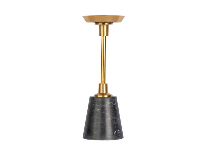 Kayoom Kerzenständer, Schwarz, Goldfarben, Metall, Stein, 10x30x10 cm, zum Stellen, Dekoration, Kerzen & Kerzenhalter, Kerzenständer