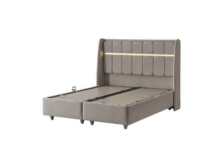 Villa Möbel Boxspringbett Vital (Bett (ohne Matratze), Liegefläche:140x200), Bett mit Lichtakzent und Stauraum für geordnete Schlafzimmer