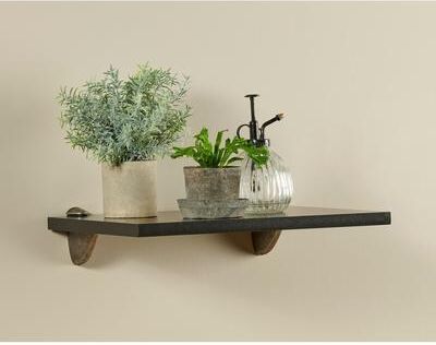 Wallscapes Black Wood Wall Shelf Classic Display with Pewter Pelican Brackets
