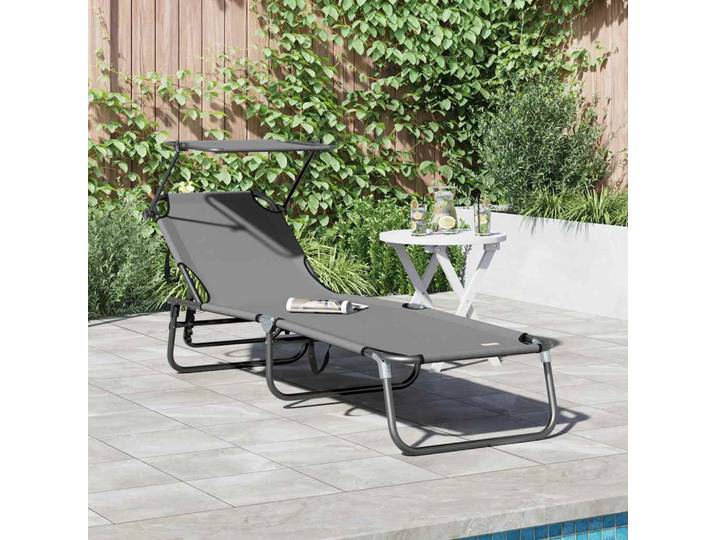 vidaXL Klappbare Sonnenliege Oxford Grau