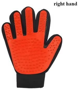 Inspire Select Pet Grooming Gloves Hair Removal & Bathing Massage Gloves For Dogs And Cats left red