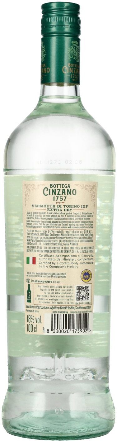 Bottega Cinzano 1757 Vermouth di Torino EXTRA DRY 18% Vol. 1l