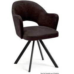 ARMLEHNSTUHL drehbar (8er-Set) Devon 59x87x61 Schwarz/Espresso