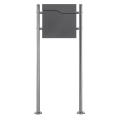 ML-Design ECD Germany Standbriefkasten Silber Edelstahl 120 cm mit Zeitungsfach, Postkasten Anthrazit, pulverbeschichtet, Design Postkasten