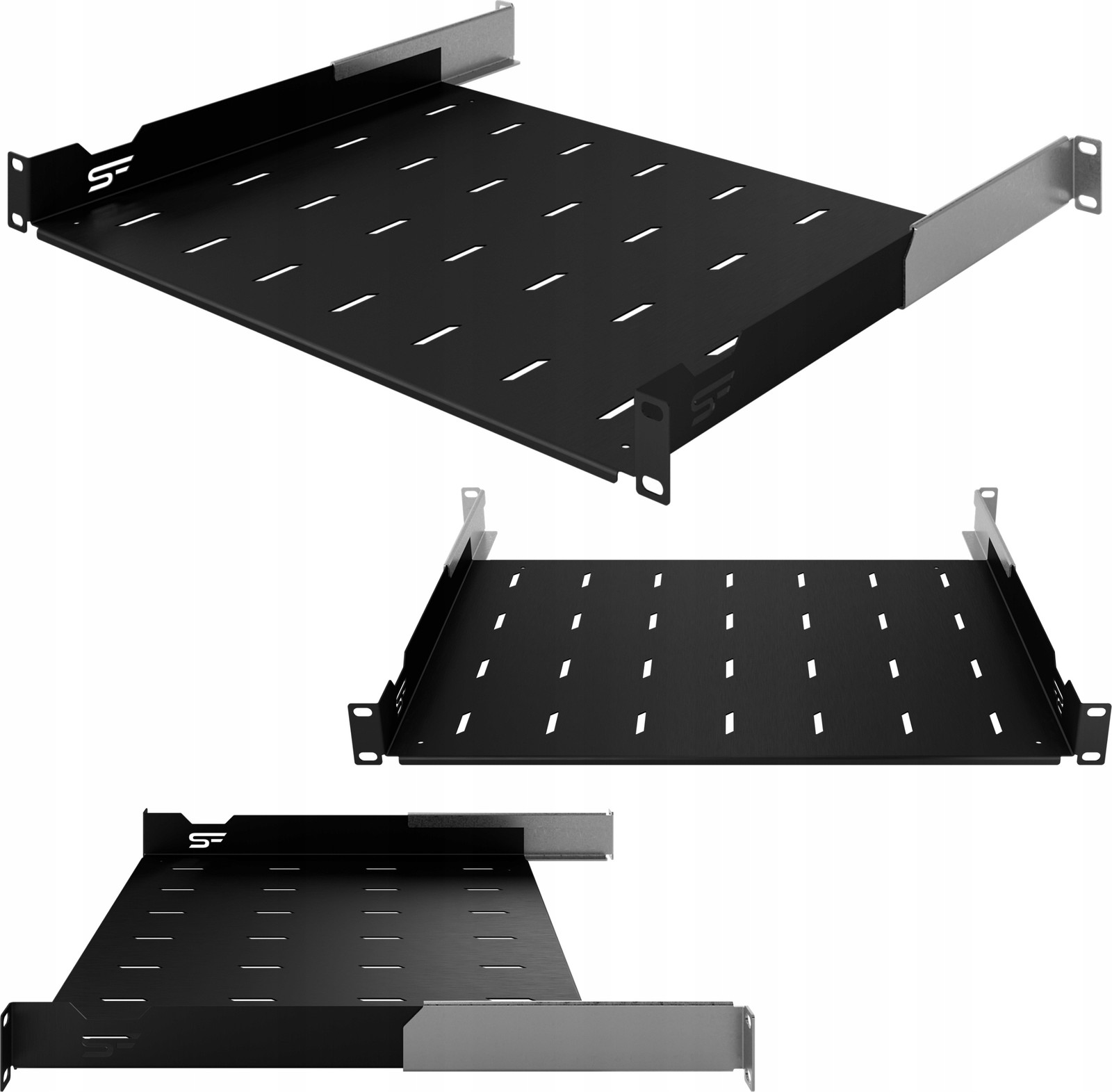 Stalflex Serverrek 19 inch 1U verstelbaar zwart 350-510 mm