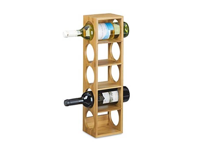 Relaxdays Étagère à vin en bambou 12 x 14 x 53 cm 5 emplacements range-bouteilles 5 étages casier à vin en bois porte-bouteilles 5 niveaux horizontal\, nature\, Marron