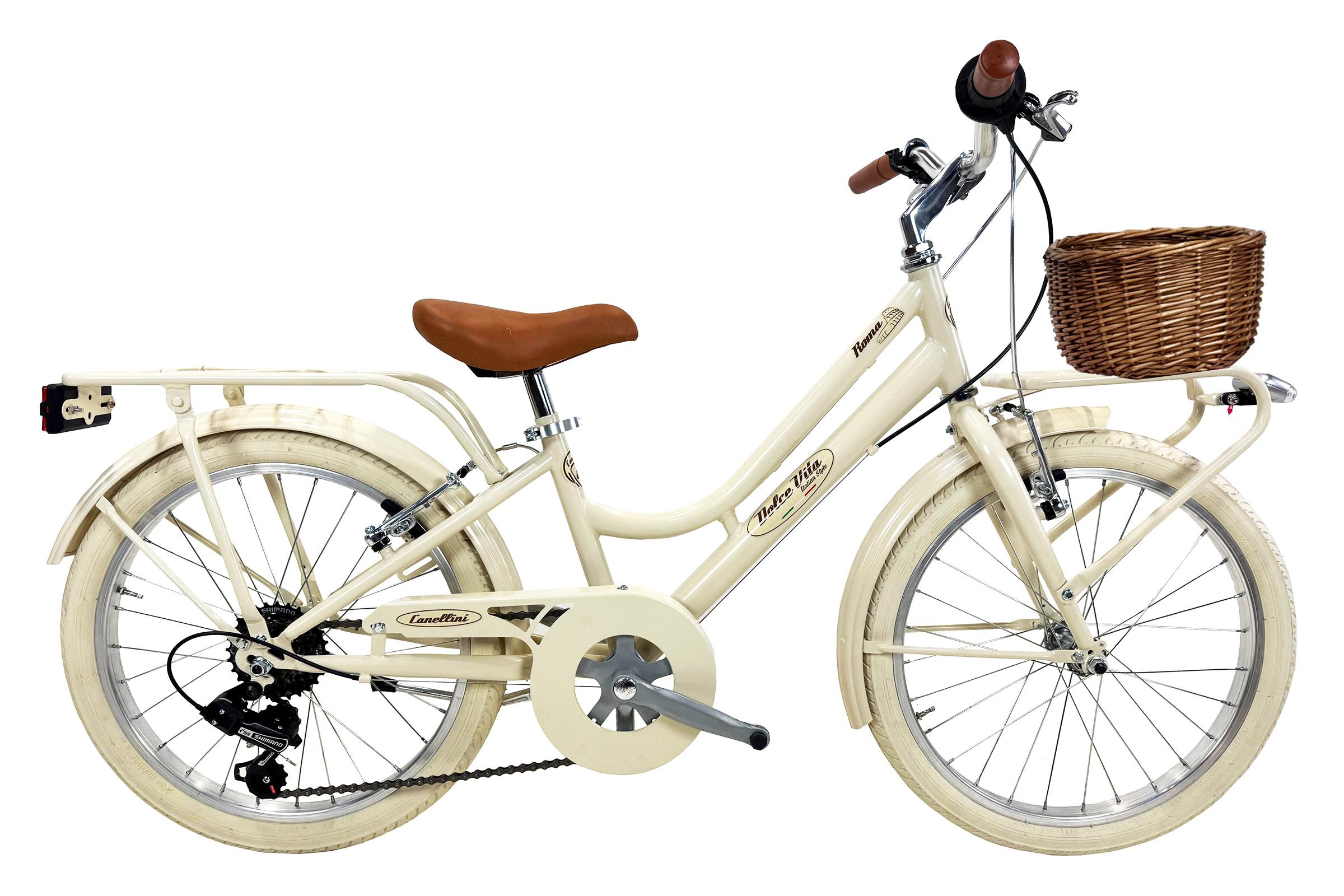 Mädchenfahrrad Dolce Vita by Canellini ROMA 20" 6V - Creme mit Korb