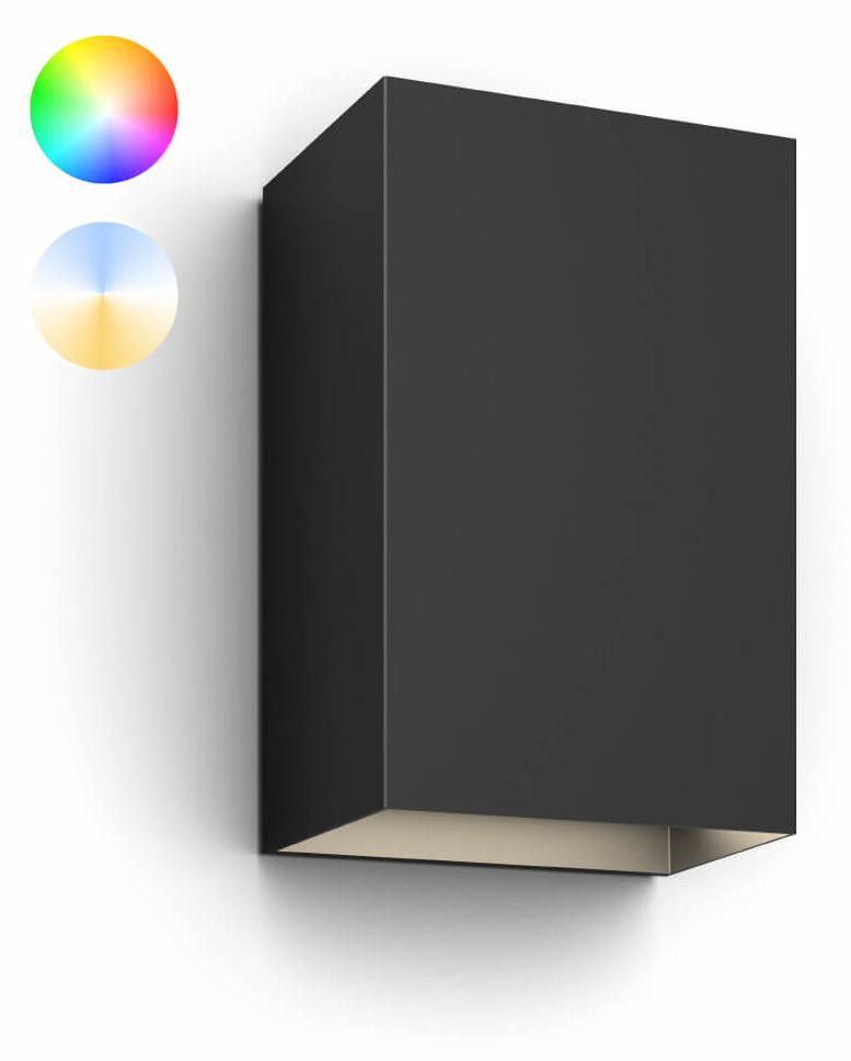 Philips Hue Resonate LED buiten wandlamp RGBW, zwart, dimbaar, aluminium