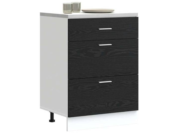Soldes d'automne Caisson de cuisine Noir - Armoire bas de cuisine - Vitrine de cuisine - bas avec tiroir - chêne Noir - 60x46x81 5c