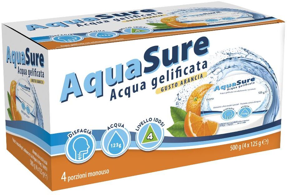 BOSCHETTI ALIMENTARE SpA AquaSure, Acqua Gelificata Gusto Arancia, 4 x 125 g