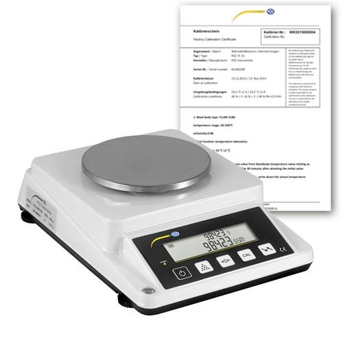 PCE Instruments PCE-DMS 1100-ICA Digitalwaage kalibriert (ISO) Wägebereich (max.) 1100g Ablesbarkeit 0.02g batteriebetrieben