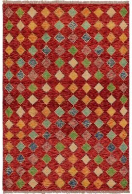 Treasured Knots Eclectic Balochi Stevens Red/Blue Hand Knotted Wool Rug - 3'3'' x 5'0''