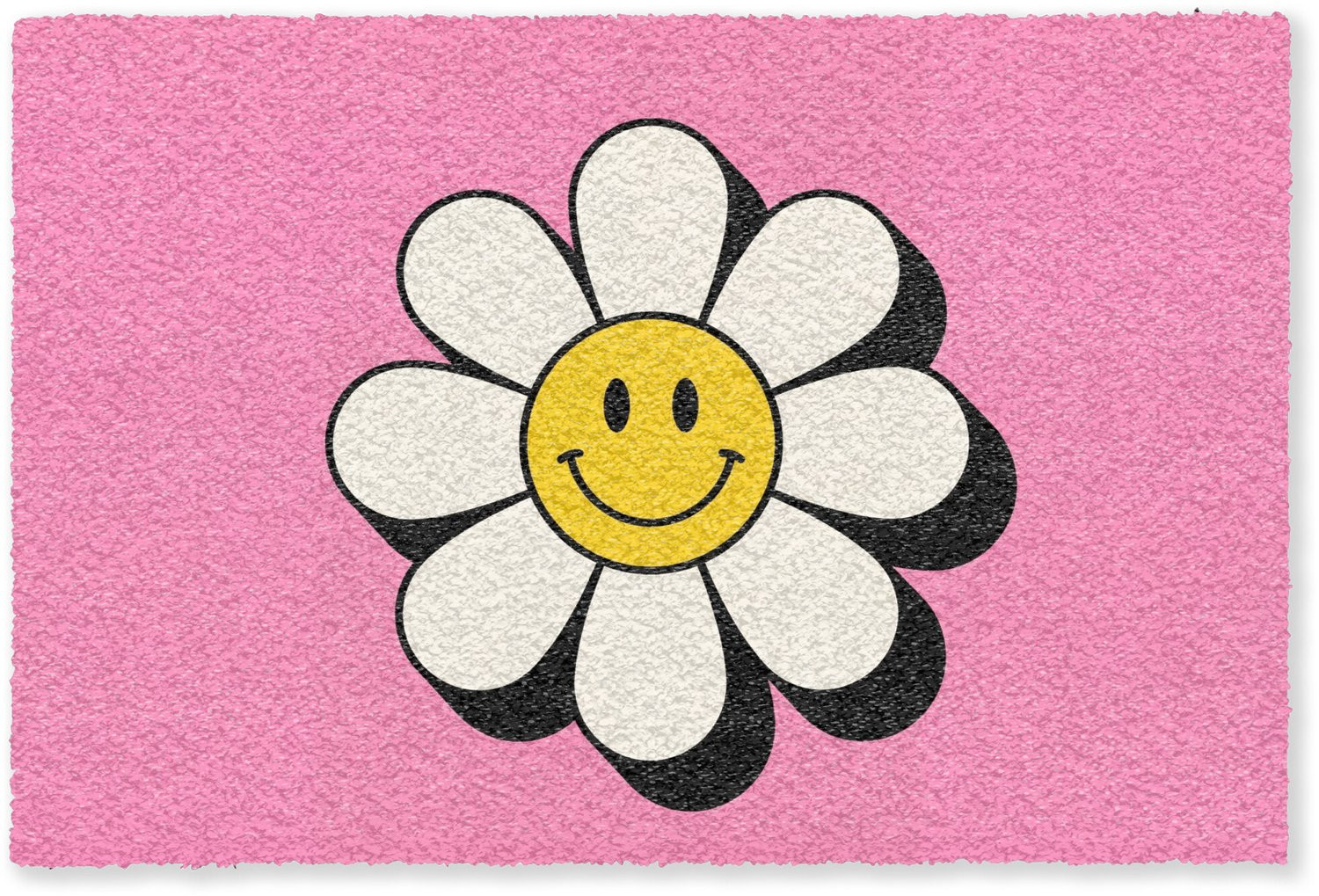 MuchoWow Droogloopmat Smiley Bloem Roze - Inloopmat voor binnen - Breedte: 180 cm, Diepte: 120 cm