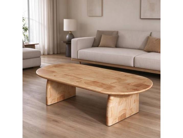YHTCSXMD Wohnzimmertisch, Moderner Couchtisch Holz, 1 oder 2 Ebenen Massivholz, abgerundete Kanten, 1 oder 2 Ebenen mit unterer Ablage für Tee, Bücher und Deko im Wohnzimmer