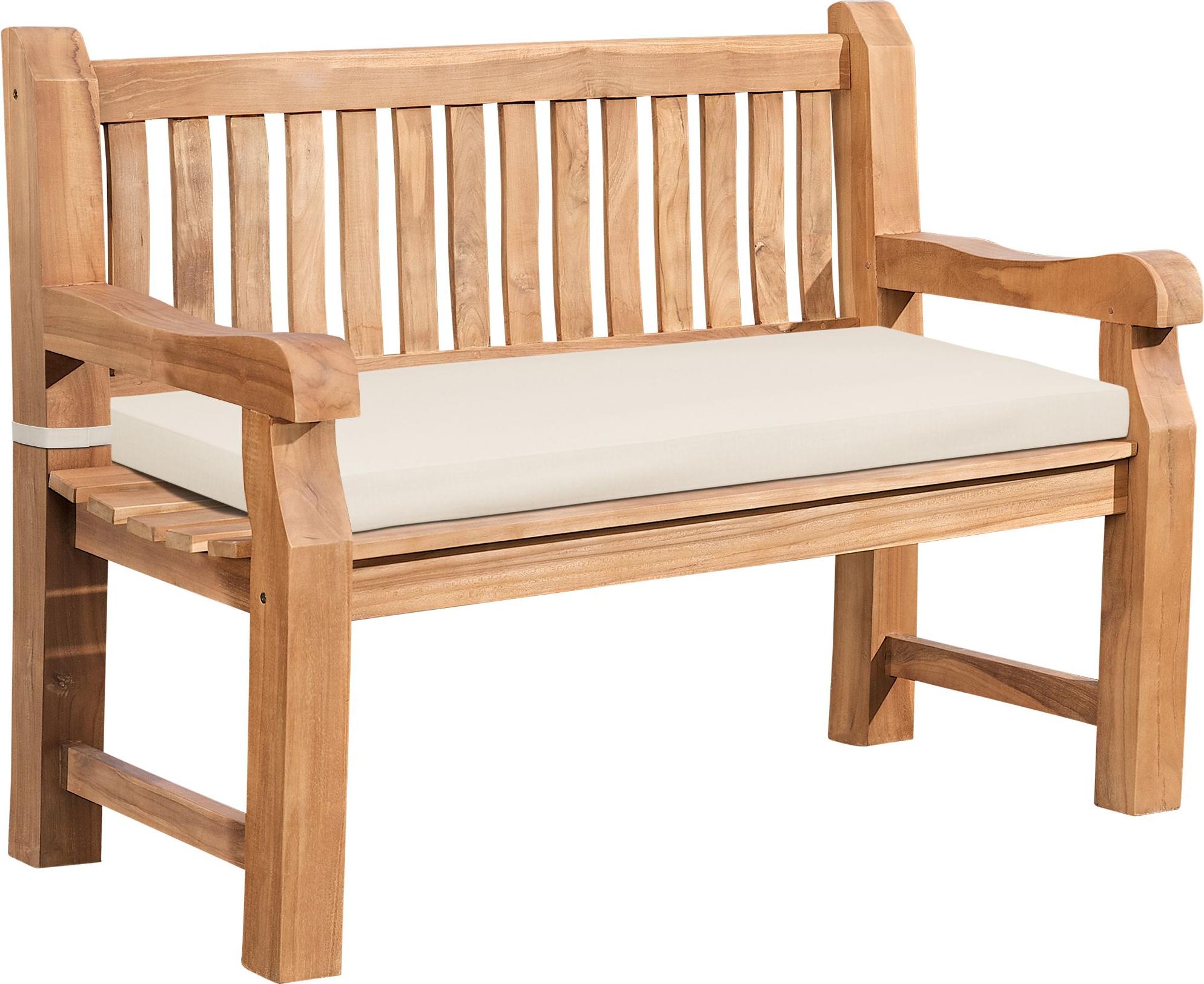 Gartenbank Teakholz goldbraun, wetterbeständig, ergonomisch geformt, für 2-3 Personen