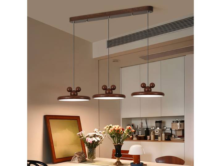 Lampe suspendue haut de gamme à spectre complet, style soucoupe volante, couleur crème, ambiance française, luminaire minimaliste pour table à manger