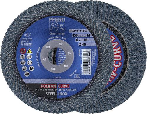 PFERD TOOLS 67689072 Z Sgp Curve Steelox Fächerschleifscheibe Durchmesser 150mm Bohrungs-Ø 22.23mm 10St.
