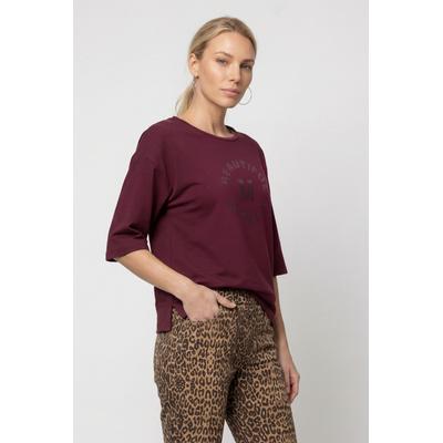 Sweatshirt MONARI "Sweatshirt Schmuck", Damen, Gr. 38, bunt (dkbordeaux), Sweatware, Obermaterial: 55% Polyester, 38% Viskose, 7% Elasthan, unifarben, regular fit taillenbedeckt, Rundhals, eingesetzt gerader Abschluss, Sweatshirts Sweatshirt,...