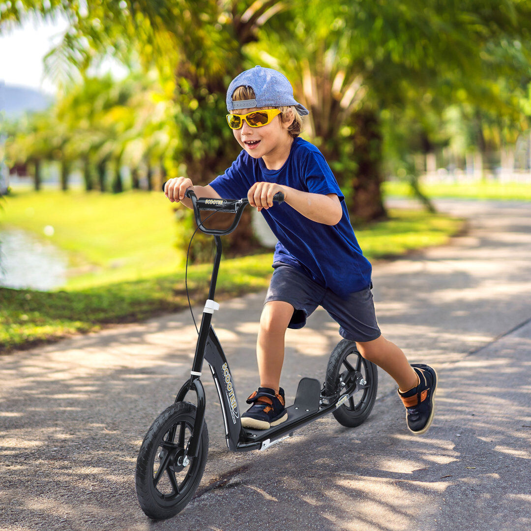 Novinger Isabelle & Max Push Scooter, Teen Kids Scooter with 12" EVA Tyres Black