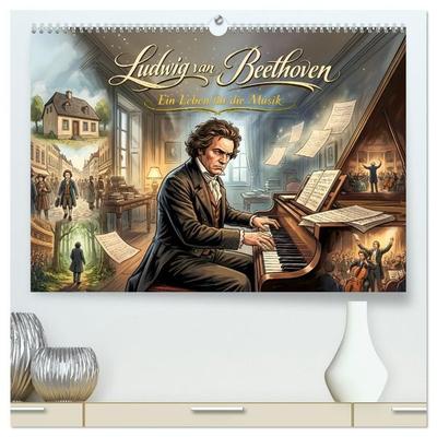 Ludwig van Beethoven - Ein Leben für die Musik (hochwertiger Premium Wandkalender 2027 DIN A2 quer), Kunstdruck in Hochglanz