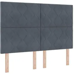 vidaXL, Boxspringbett, Boxspringbett Mit Matratze & Led Samt Dunkelgrau (160 x 200 cm)