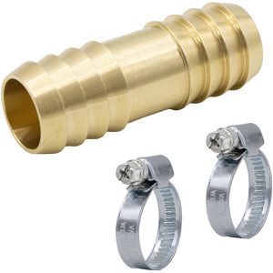 Variosan Schlauchverbinder 14863, mit 2 Schlauchschellen, Schlauchreparator für 25 mm (1 Zoll), aus Messing