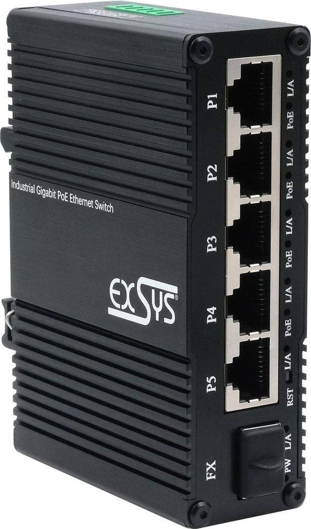 Exsys Switch 5+ Mini Industrie Gigabit 5+1x Gigabit SFP PoE+ Web-beheerde Switch