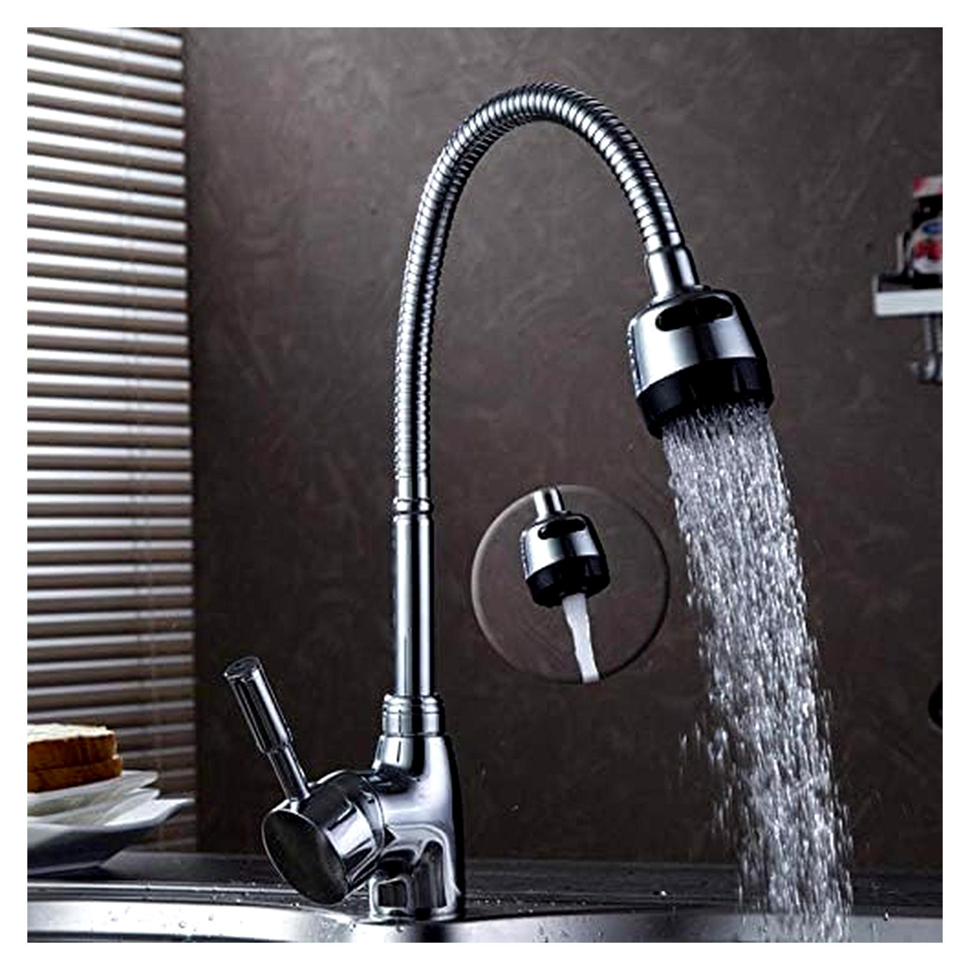 Chrom-Waschtischarmatur mit Kalt- und Warmwasseranschluss, flexiblem Rohr sowie Einhebelbedienung für Küche und Badezimmer 1