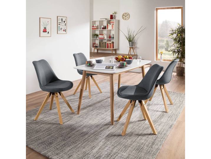 Polsterstuhl 49 x 85 x 55cm Webstoff Cors: Dunkelgrau Grau Braun 4er Set