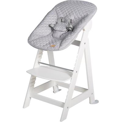 Hochstuhl ROBA "Treppenhochstuhl 2-in-1 Set Style, Born Up", Baby, Gr. B/H/T: 45cm x 80cm x 54cm, weiß (silbergrau, weiß), Stühle Hochstuhl, mit Neugeborenen-Aufsatz