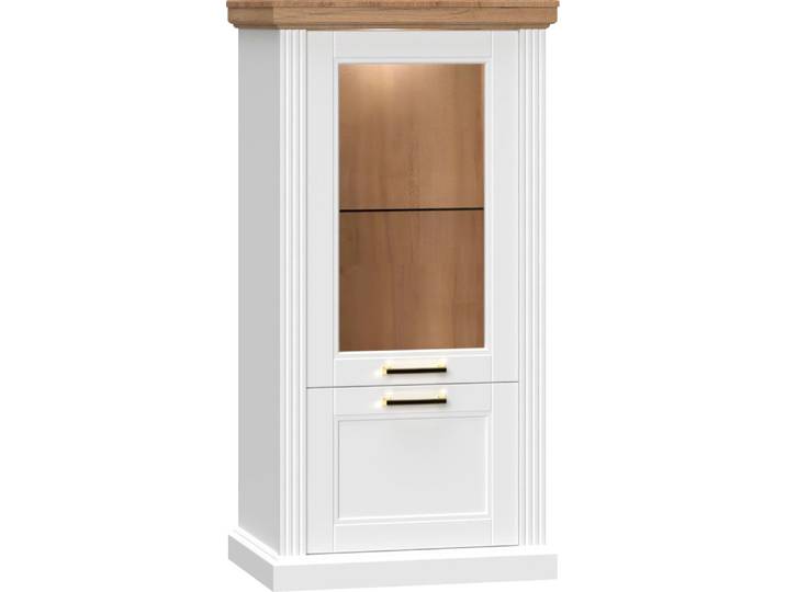 Vitrine, MDF & Sicherheitsglas, Weiß Matt, 66×132×48 cm, Mit Soft-Close, Klassisch, Home-affaire