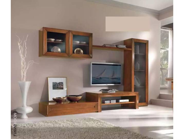 Xlmoebel Wohnwand Moderne Wohnwand mit Schrank, Vitrine und Sideboard in Holzoptik, (3-St., Wohnwand), Hergestellt in Europa