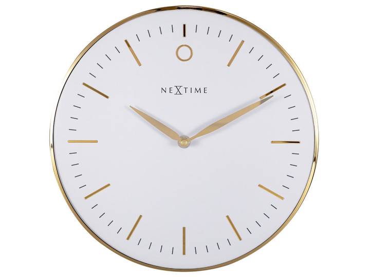 Nextime Wanduhr, Weiß, Goldfarben, Metall, Glas, 30x30x4.3 cm, RoHS, CE, Dekoration, Uhren, Wanduhren