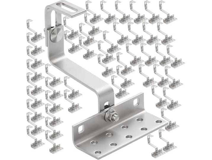 50x doitBau Solar Dachhaken für Ziegeldach PV Montageschiene Photovoltaik Modul Schrägdach Profil Montage Pfanne Ton Keramik Beton Befestigungshaken Edelstahl Pfannendach Unterkonstruktion Solarmodul