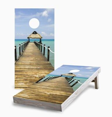 Skip's Garage Beach Boardwalk Regulation 2x4 Cornhole Game Set