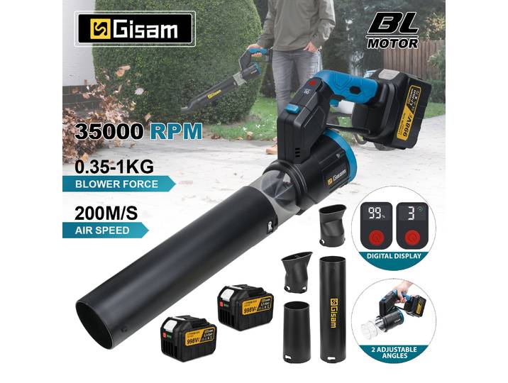 Souffleur d'air électrique sans fil Gisam 200m/s, ventilateur turbo jet, outil de soufflage de poussière portatif pour batterie Makita 18V.