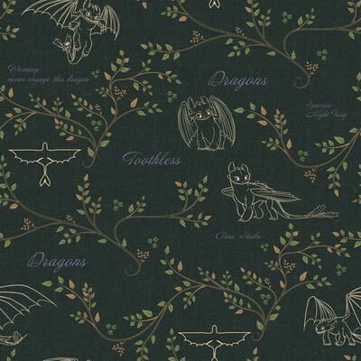 How to Train Your Dragon Toothless Radical Nature Green Peel and Stick Wallpaper