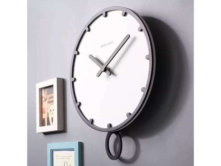 Horloge murale Swing Big, design moderne, 3D, vintage, sans cadre, salon, artisanat, bois blanc, 12-14 pouces