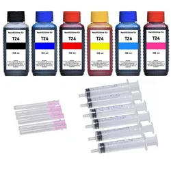 Nachfüllset für Epson T2421-T2426, T2431-T2436, T24XL - 6 x 100 ml Druckertinte + Zubehör