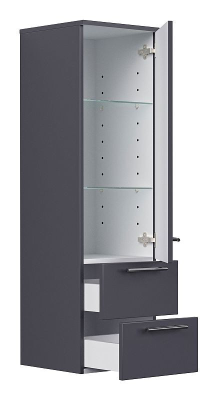 Posseik Hoge kast met glazen deuren, antracietkleurig, Hoogte: 120 cm